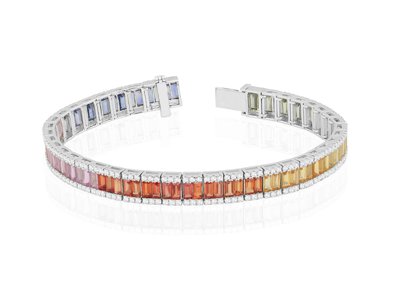 B-52502-CS-W  Diamond & Colour Sapphire Bracelet