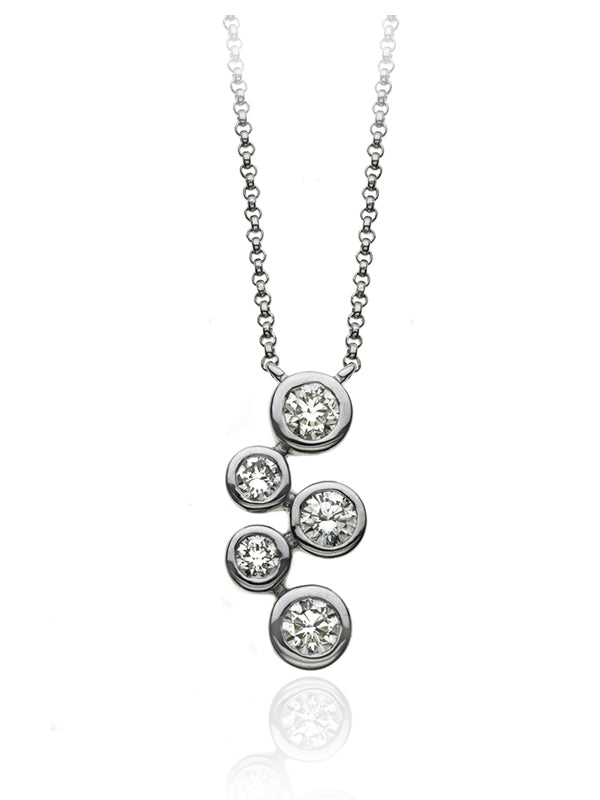 P-67501-AD-W   Diamond Five Stone Bubble Pendant & Chain