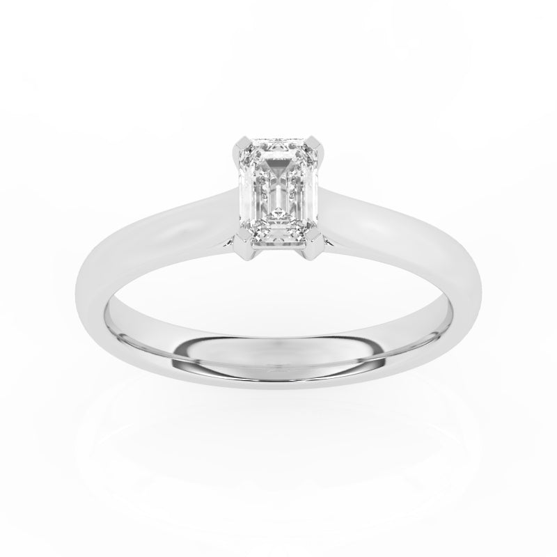 R-82502-AD-W  0.50ct D/VS Emerald Cut Lab Diamond Solitaire Ring (IGI Report Included)