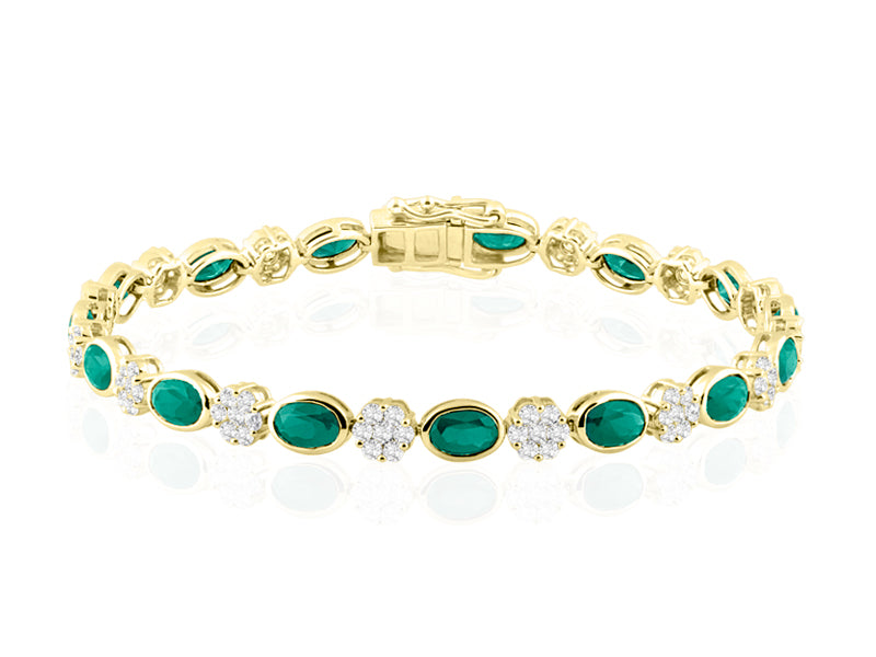 B-30580-EM-Y  Diamond & Emerald Bracelet