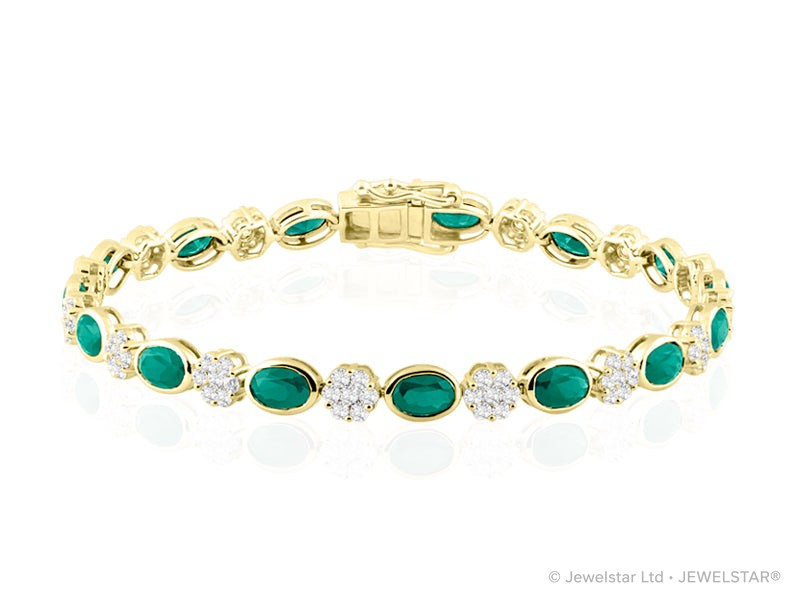 B-30580-EM-Y  Diamond & Emerald Bracelet