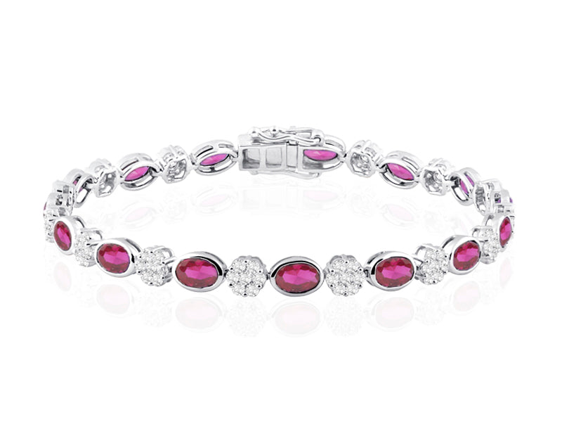 B-30580-RU-W  Diamond & Ruby Bracelet