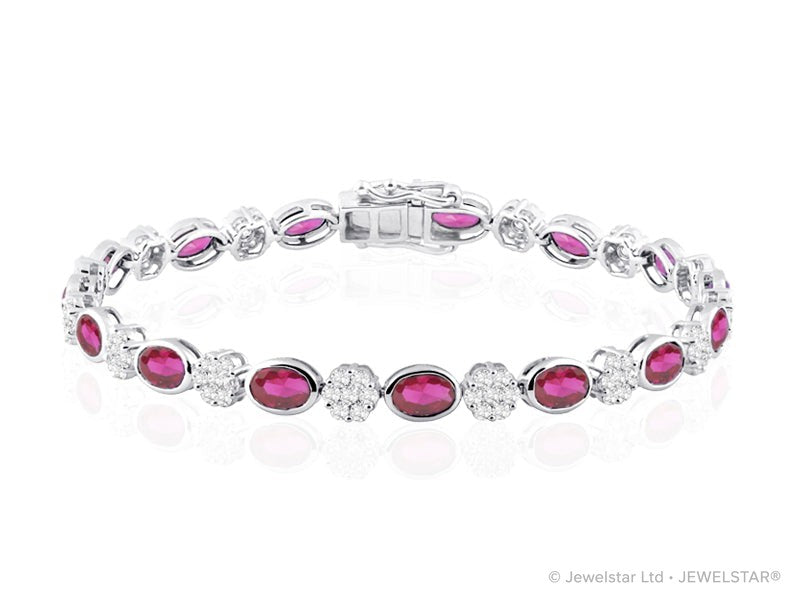 B-30580-RU-W  Diamond & Ruby Bracelet