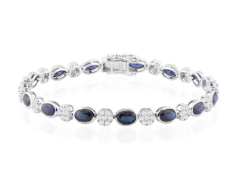 B-30580-SA-W  Diamond & Sapphire Bracelet