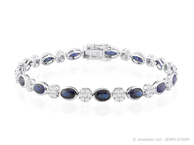 B-30580-SA-W  Diamond & Sapphire Bracelet