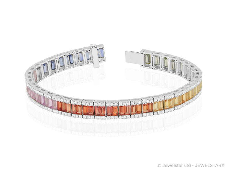 B-52502-CS-W  Diamond & Colour Sapphire Bracelet