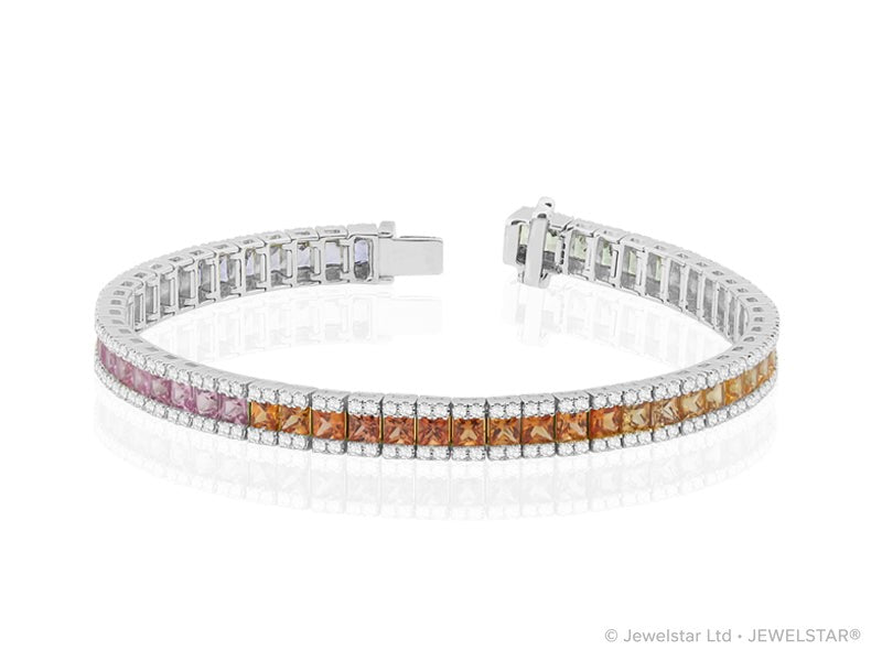 B-52503-CS-W  Diamond & Colour Sapphire Bracelet