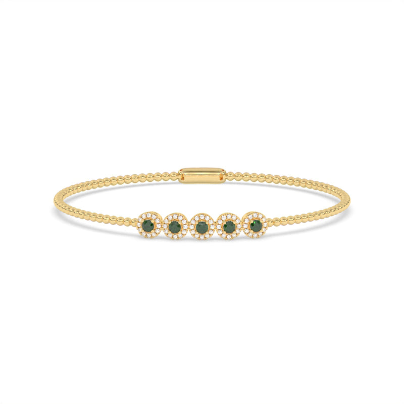 B-86047-EM-Y  Lab Diamond & Emerald Flexi Bangle
