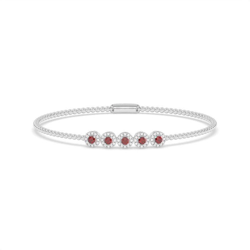 B-86047-RU-W  Lab Diamond & Ruby Flexi Bangle