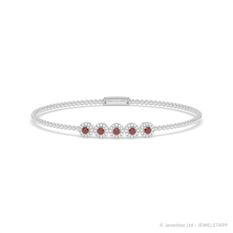 B-86047-RU-W  Lab Diamond & Ruby Flexi Bangle