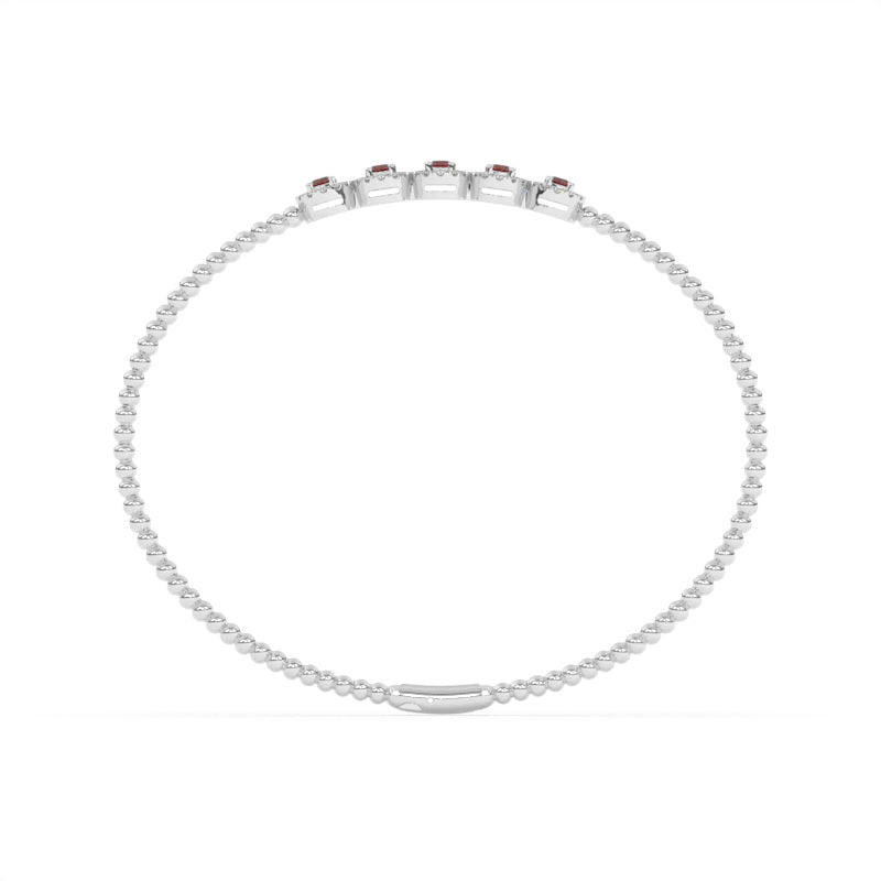 B-86047-RU-W  Lab Diamond & Ruby Flexi Bangle