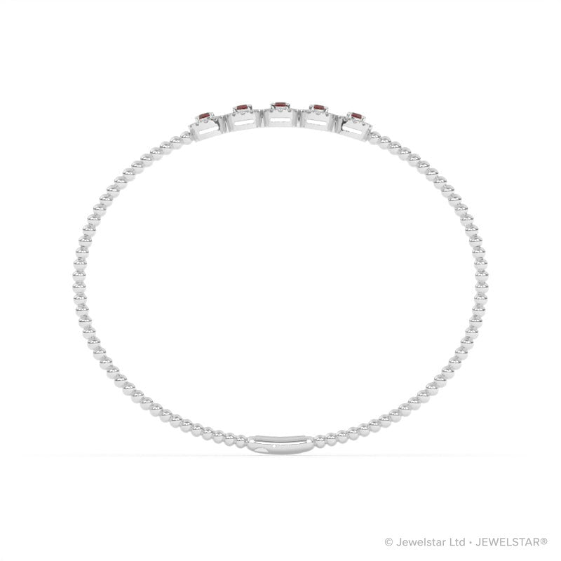 B-86047-RU-W  Lab Diamond & Ruby Flexi Bangle