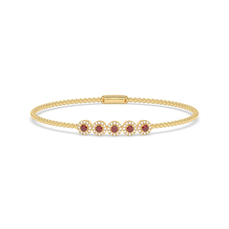 B-86047-RU-Y  Lab Diamond & Ruby Flexi Bangle
