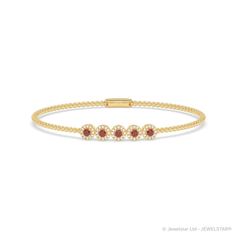 B-86047-RU-Y  Lab Diamond & Ruby Flexi Bangle