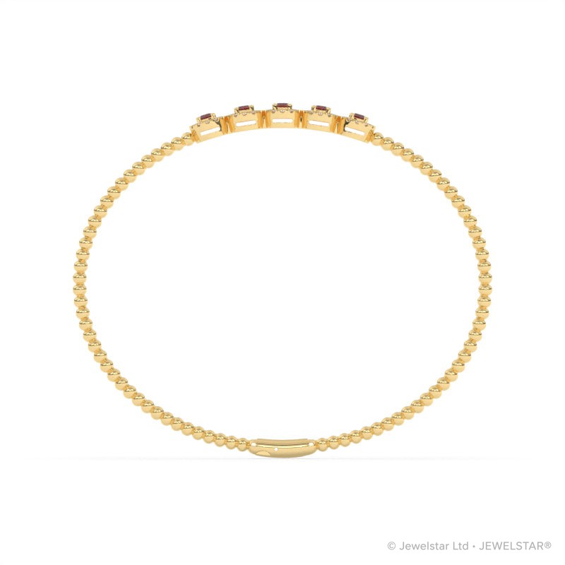B-86047-RU-Y  Lab Diamond & Ruby Flexi Bangle
