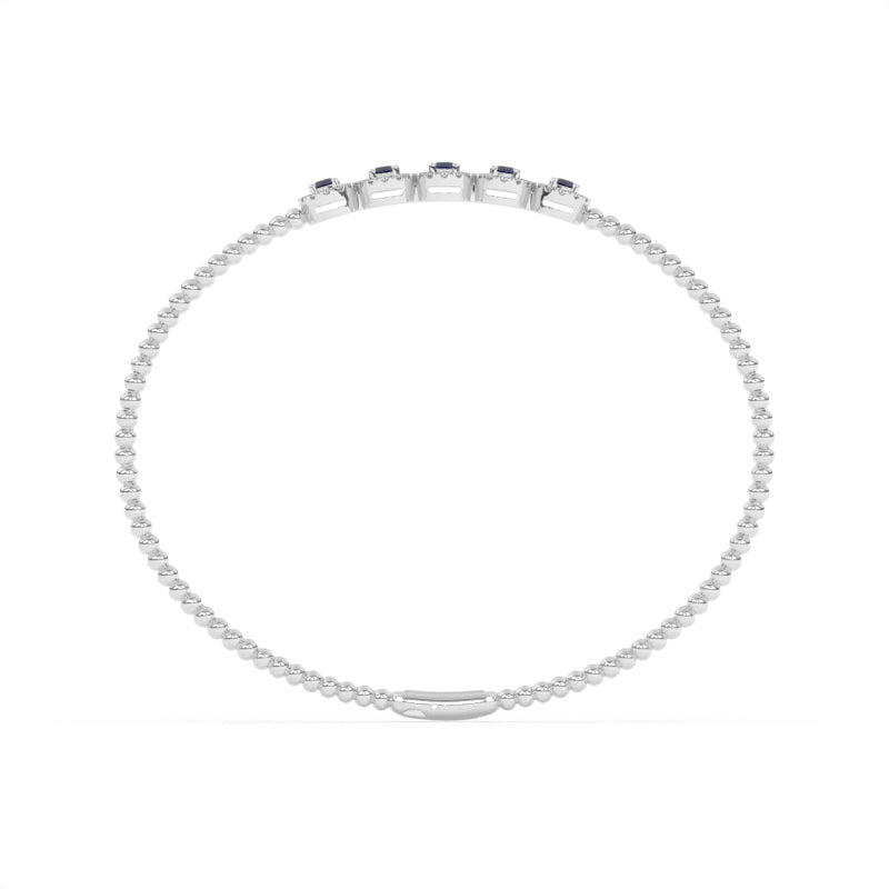 B-86047-SA-W  Lab Diamond & Sapphire Flexi Bangle