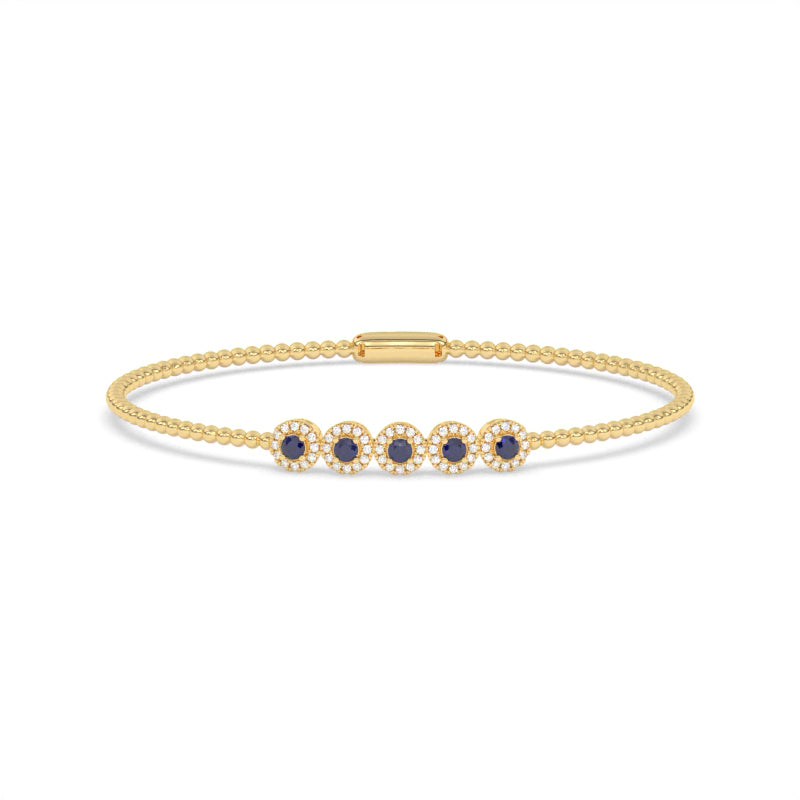 B-86047-SA-Y  Lab Diamond & Sapphire Flexi Bangle