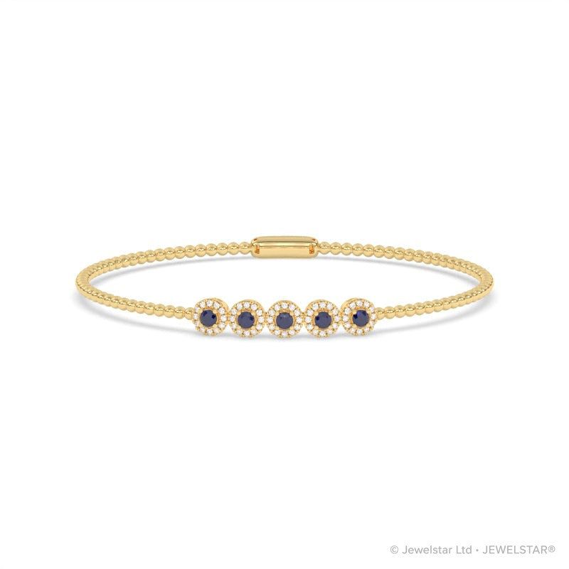 B-86047-SA-Y  Lab Diamond & Sapphire Flexi Bangle