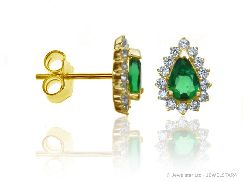 E-14234-EM-Y  Diamond & Emerald Cluster Earrings