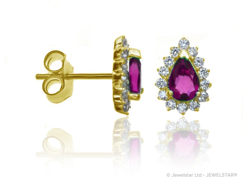 E-14234-RU-Y  Diamond & Ruby Cluster Earrings