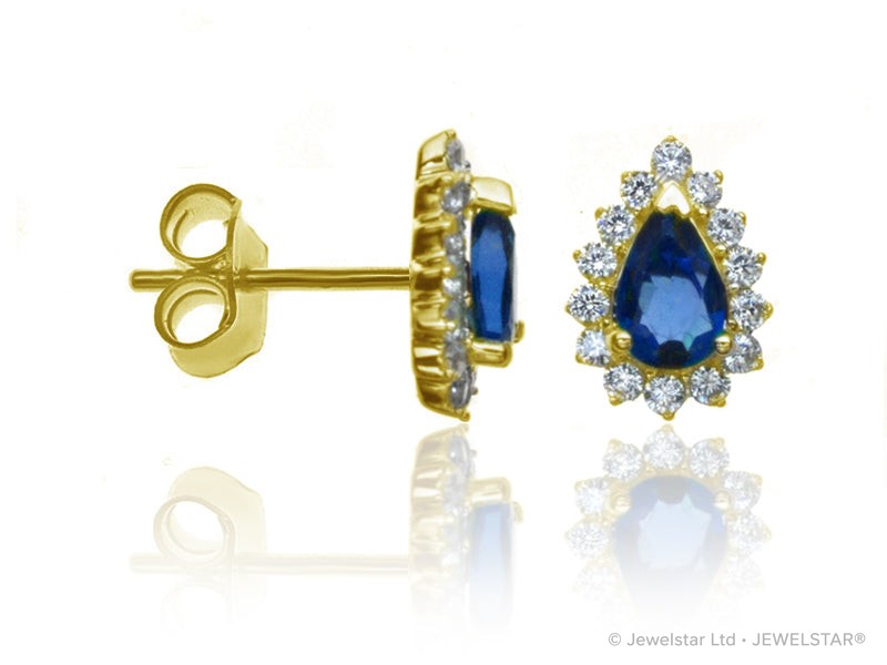 E-14234-SA-Y  Diamond & Sapphire Cluster Earrings