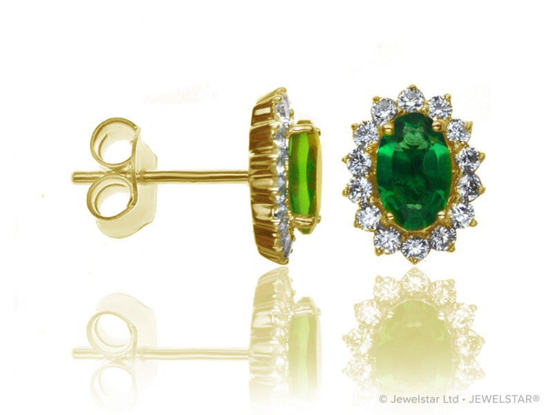 E-14236-EM-Y  Diamond & Emerald Cluster Earrings