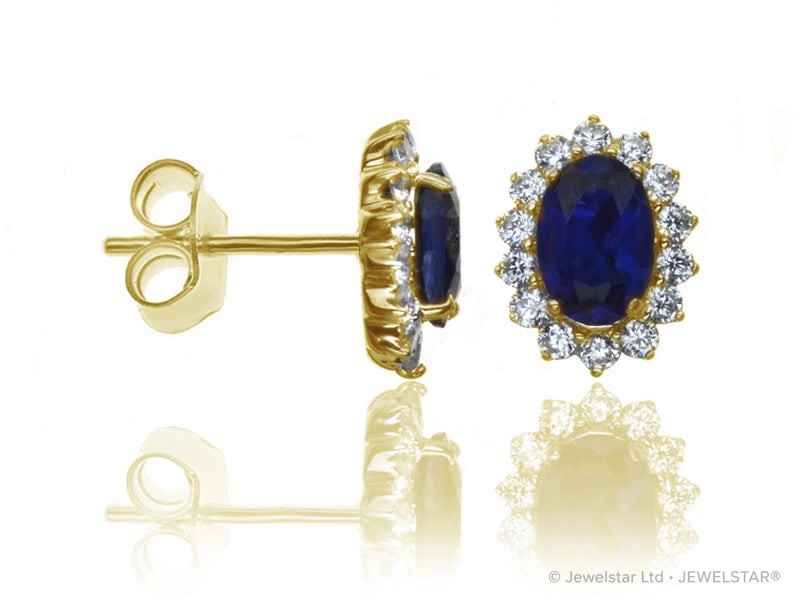 E-14236-SA-Y  Diamond & Sapphire Cluster Earrings