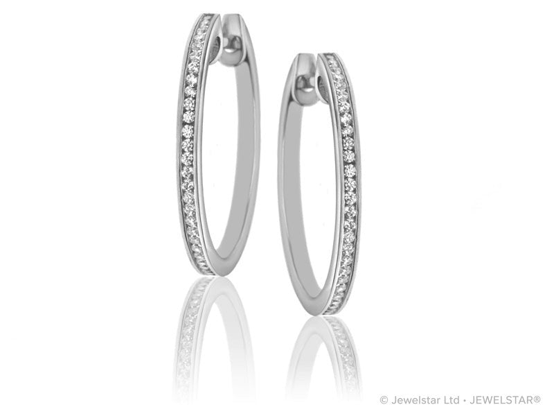 E-15619-AD-W  0.35ct H/SI Diamond Hoop Earrings