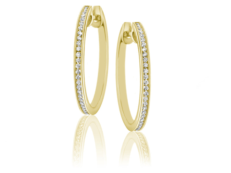 E-15619-AD-Y  0.35ct H/SI Diamond Hoop Earrings