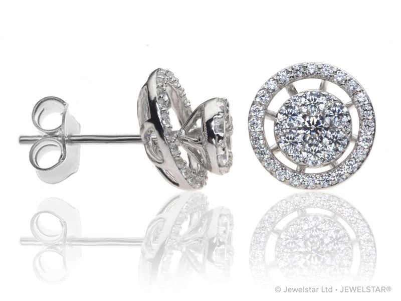 E-15986-AD-W  0.80ct H/SI Diamond Solitaire/Cluster Earrings