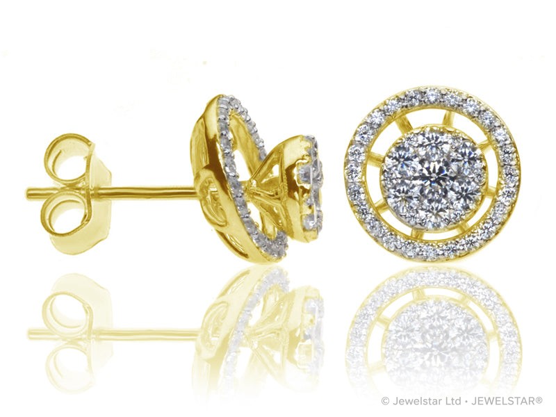 E-15986-AD-Y  0.80ct H/SI Diamond Solitaire/Cluster Earrings