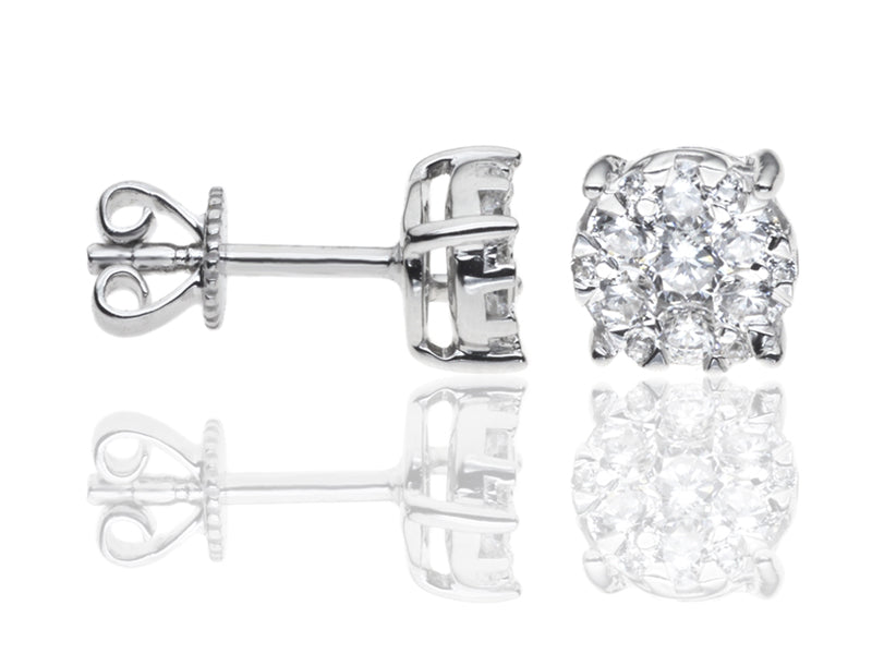 E-16147-AD-W  0.55ct H/SI Diamond Solitaire/Cluster Earrings
