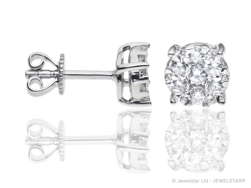 E-16147-AD-W  0.55ct H/SI Diamond Solitaire/Cluster Earrings