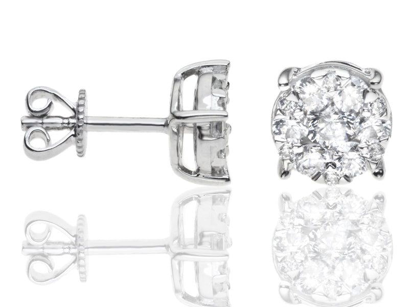E-16148-AD-W  0.62ct H/SI Diamond Solitaire/Cluster Earrings