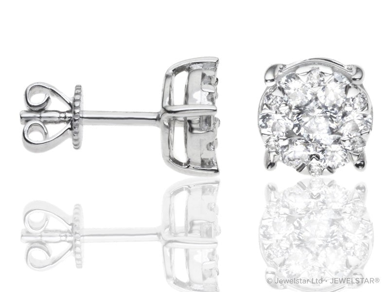 E-16148-AD-W  0.62ct H/SI Diamond Solitaire/Cluster Earrings