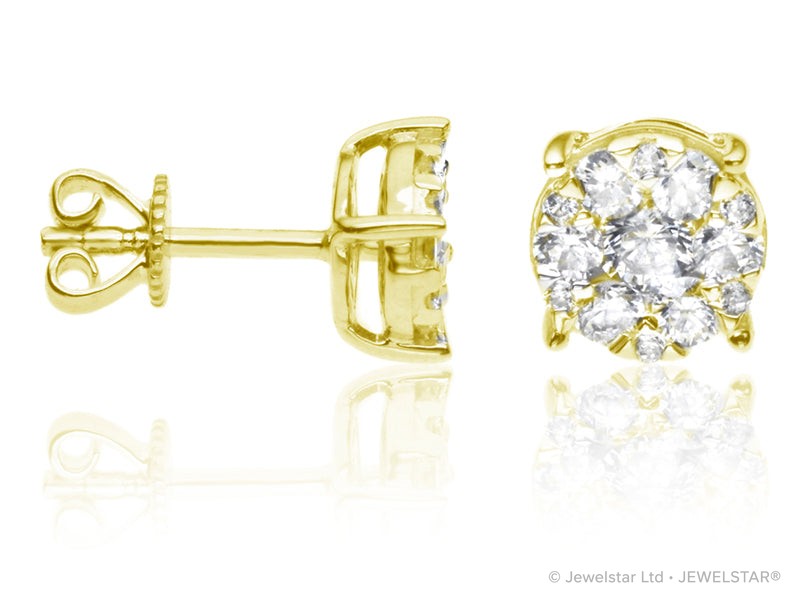 E-16148-AD-Y  0.62ct H/SI Diamond Solitaire/Cluster Earrings