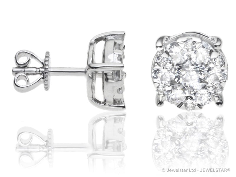 E-16149-AD-W  0.82ct H/SI Diamond Solitaire/Cluster Earrings