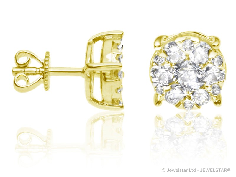 E-16149-AD-Y  0.82ct H/SI Diamond Solitaire/Cluster Earrings