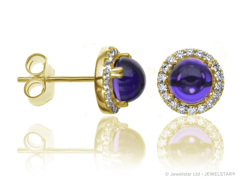 E-42121-AM-Y   Diamond & Amethyst Cluster Earrings