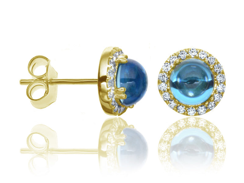 E-42121-BT-Y   Diamond & Blue Topaz Cluster Earrings