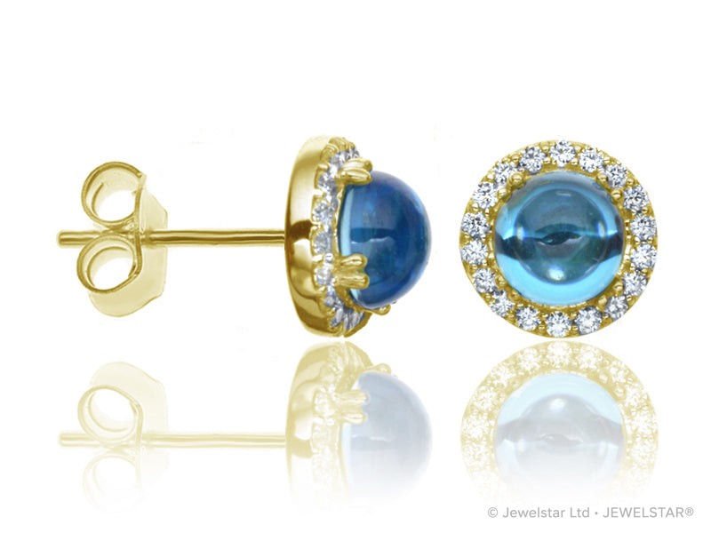E-42121-BT-Y   Diamond & Blue Topaz Cluster Earrings