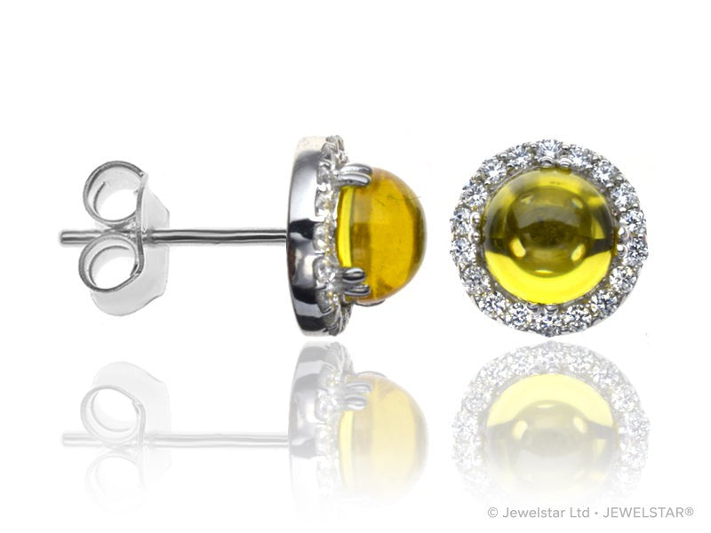 E-42121-CT-W   Diamond & Citrine Cluster Earrings
