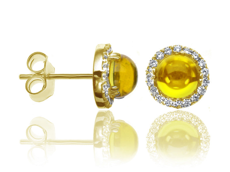 E-42121-CT-Y   Diamond & Citrine Cluster Earrings