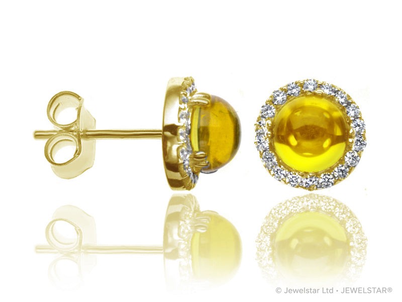 E-42121-CT-Y   Diamond & Citrine Cluster Earrings