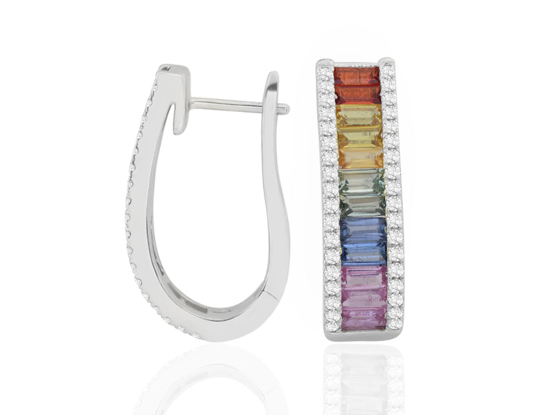 E-52502-CS-W  Diamond & Colour Sapphire Earrings