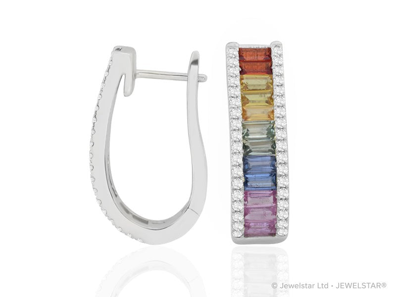 E-52502-CS-W   Diamond & Colour Sapphire Earrings