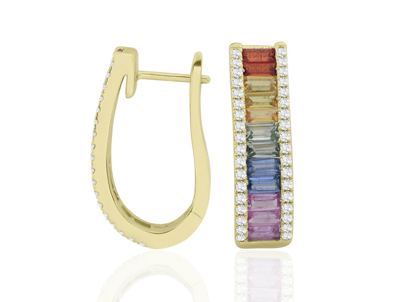 E-52502-CS-Y  Diamond & Colour Sapphire Earrings