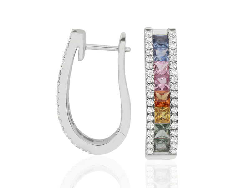 E-52503-CS-W  Diamond & Colour Sapphire Earrings