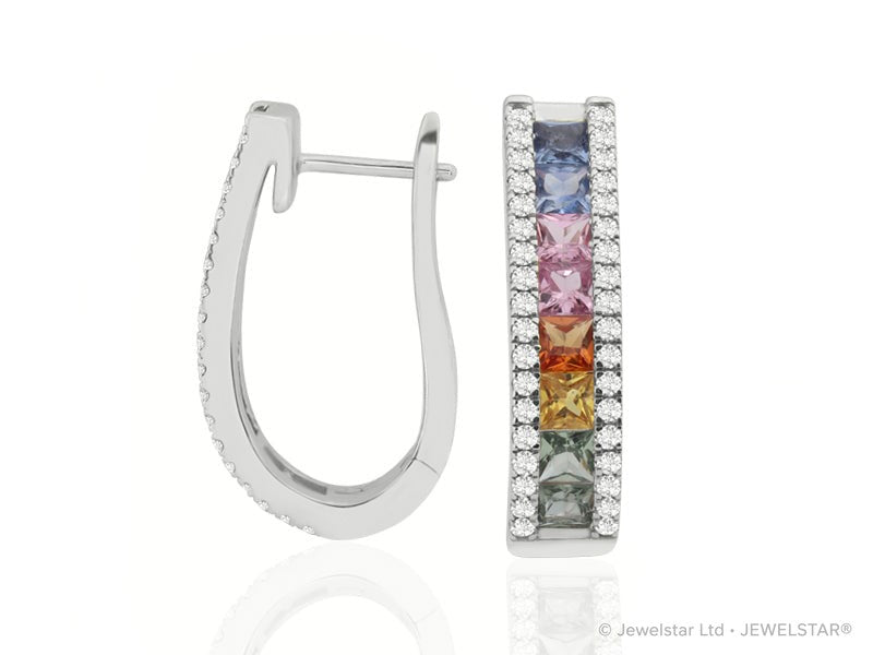 E-52503-CS-W   Diamond & Colour Sapphire Earrings