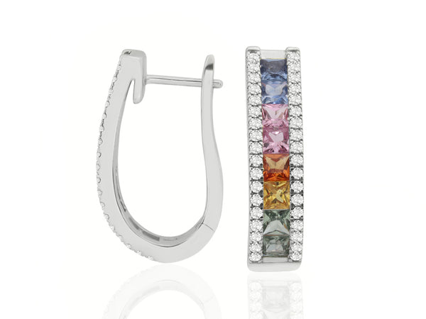 E-52503-CS-W  Diamond & Colour Sapphire Earrings